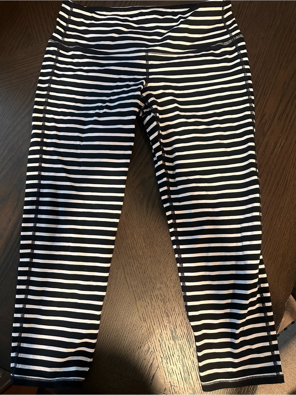 Athleta Black and White Striped Leggings - Size S